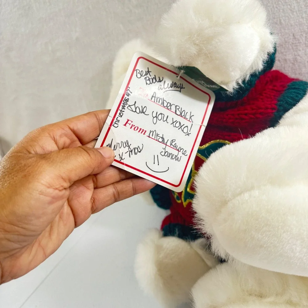 1997 Trim A Home Kmart Collectible‎ Teddy Bear Red Sweater Christmas Candy Cane